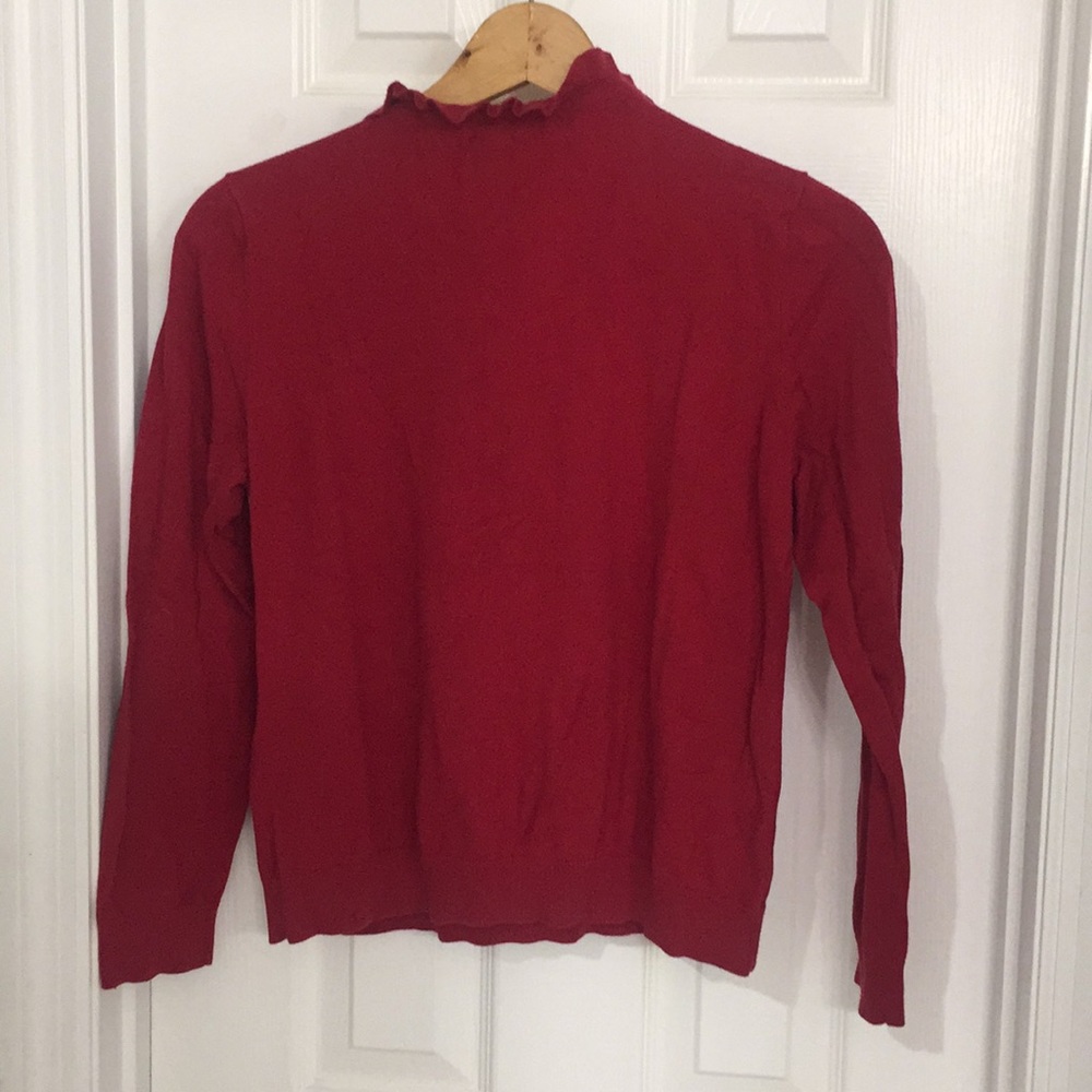 Chaps Ruby Red Ruffle Sweater Sz Large - Picture 5 of 6